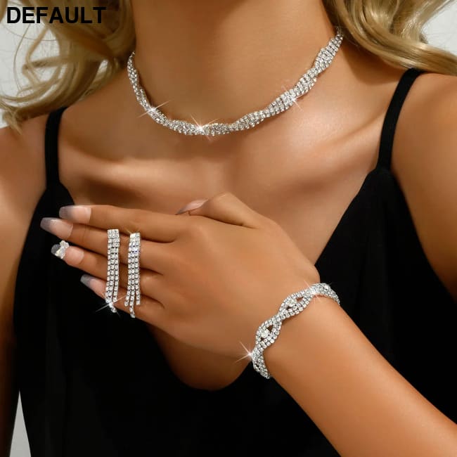 4-piece fashionable women’s jewelry set with claw chains rhinestones necklaces earrings bracelets gorgeous accessor