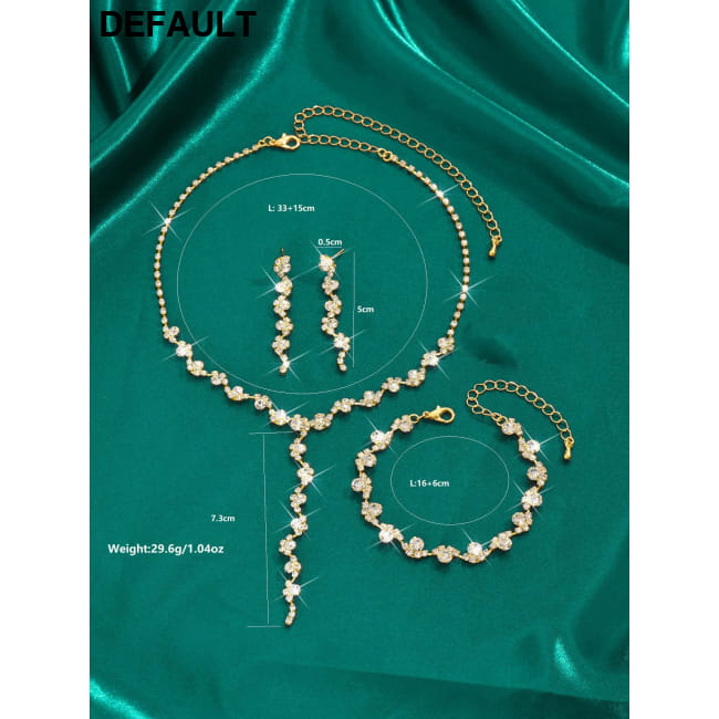 4 Piece Rhinestone Necklace Bracelet Earrings Bridal Jewelry Set Sterling Silver Sets Necklaces