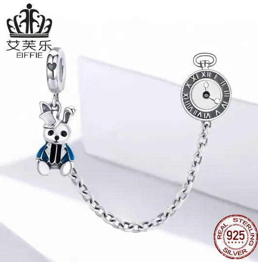 Fashion Sterling Silver S925 Safety Chain DIY Bracelet Accessories Rabbit Jewelry