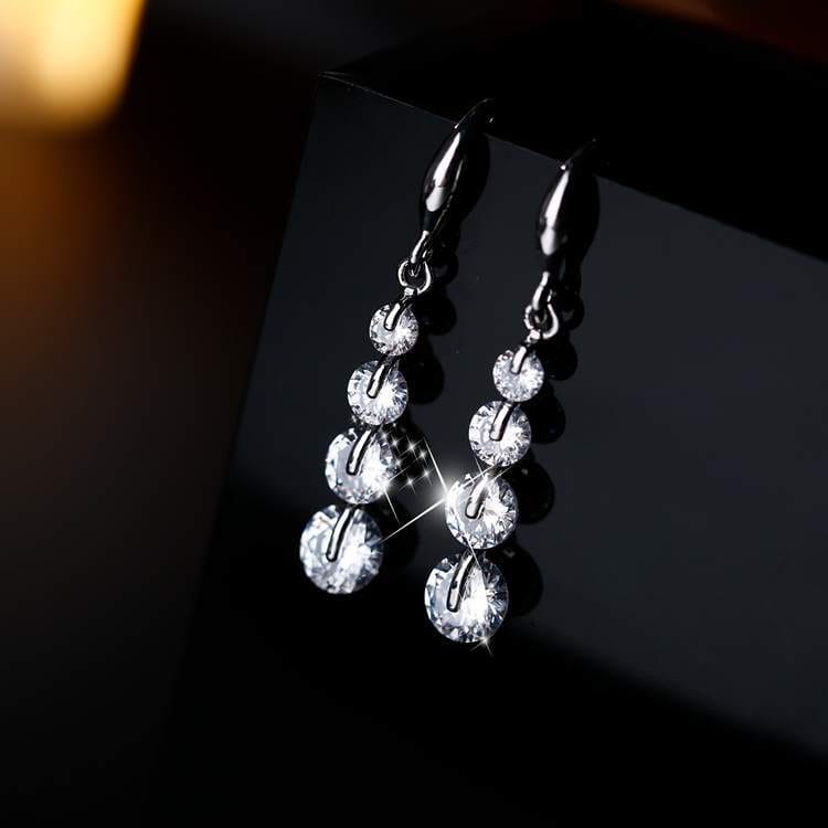 925 Sterling Silver Link Chain Crystal Pendant Jewelry Set