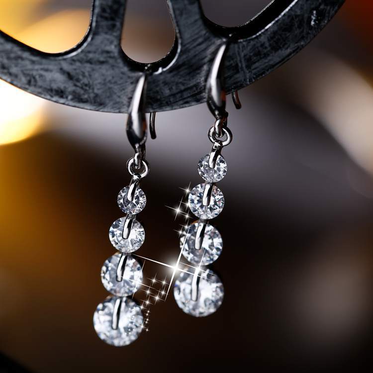 925 Sterling Silver Link Chain Crystal Pendant Jewelry Set