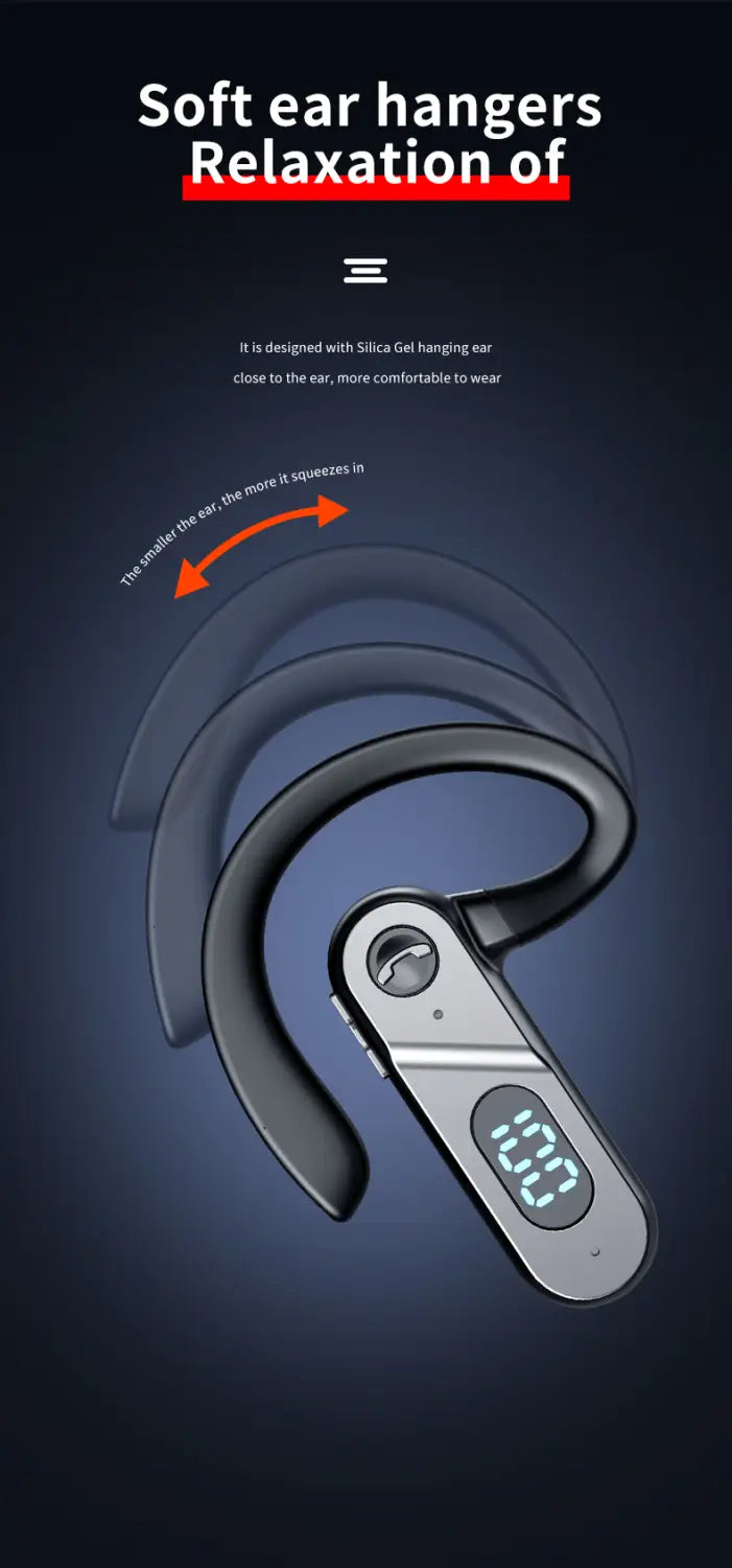 V28 Bluetooth Headset New Bone Conduction Concept Without Ear-Hook Digital Display Power Single-Ear Voice Control
