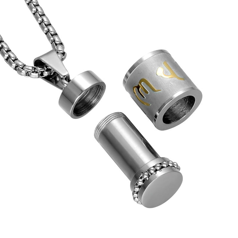 Two Tone Rotatable Mantra Men Pendant & Necklace Prayer OM MANI PADME HUM Stainless Steel Necklaces