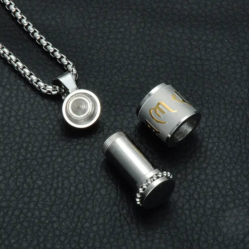 Two Tone Rotatable Mantra Men Pendant & Necklace Prayer OM MANI PADME HUM Stainless Steel Necklaces