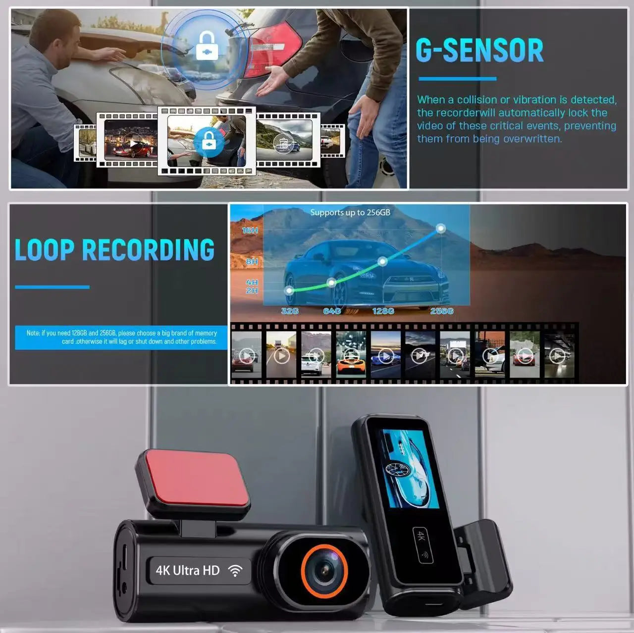 New WIFI-enabled CAR DVR With A 197-inch Display For Mobile