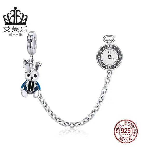 Fashion Sterling Silver S925 Safety Chain DIY Bracelet Accessories Rabbit Jewelry