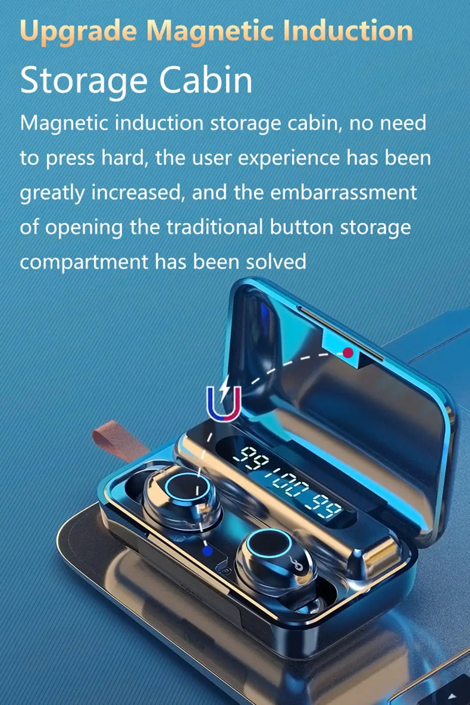 TWS Wireless Bluetooth 5.0 Earphone 9D HiFi Stereo Sport Waterproof Headphones Touch Mini Earbuds Headset with 2000mAh