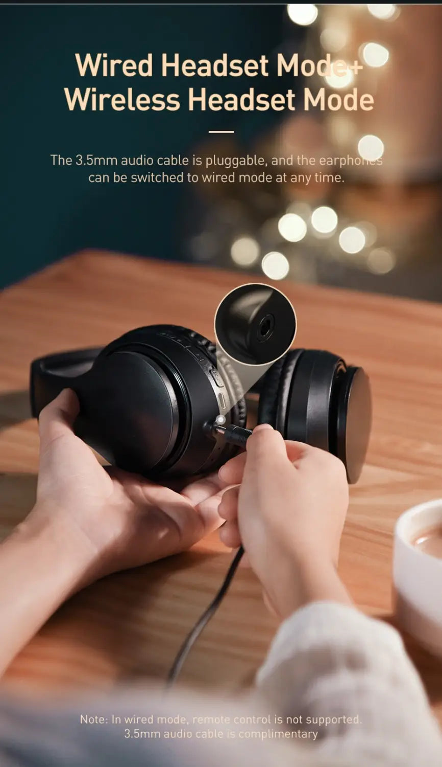 Baseus D07 Wireless Headphone Bluetooth 5.0 Earphone Handsfree Mega Bass Headset Ear HeadPhone For iPhone Xiaomi Huawei