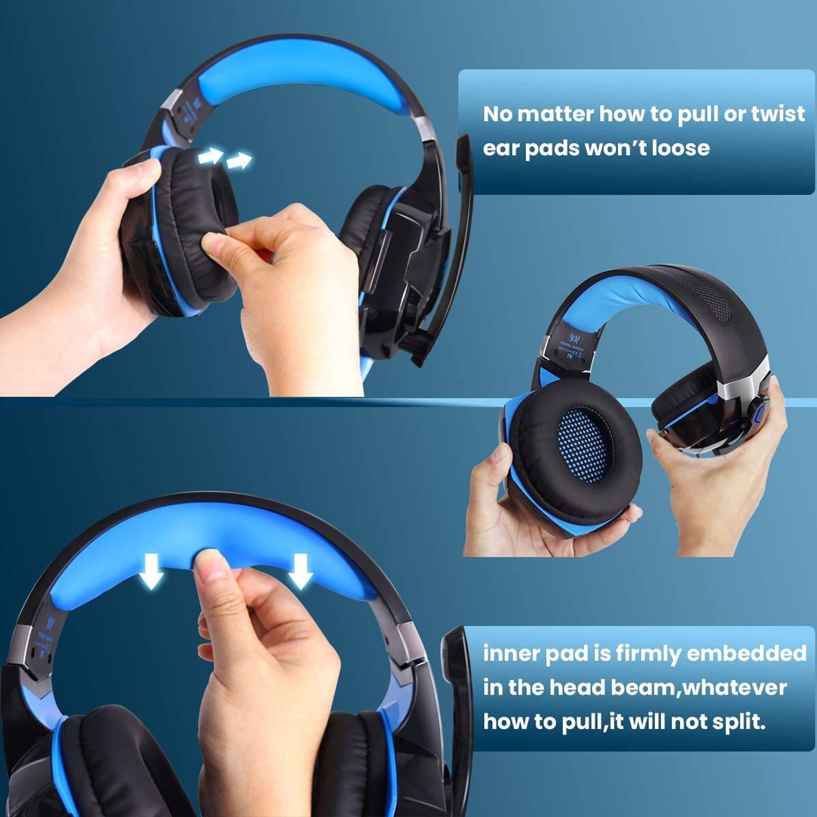 G2000 Head Mounted Gaming Earphones with Wired Illumination Heavy Bass Computer Esports PS4 Headphones Best Selling