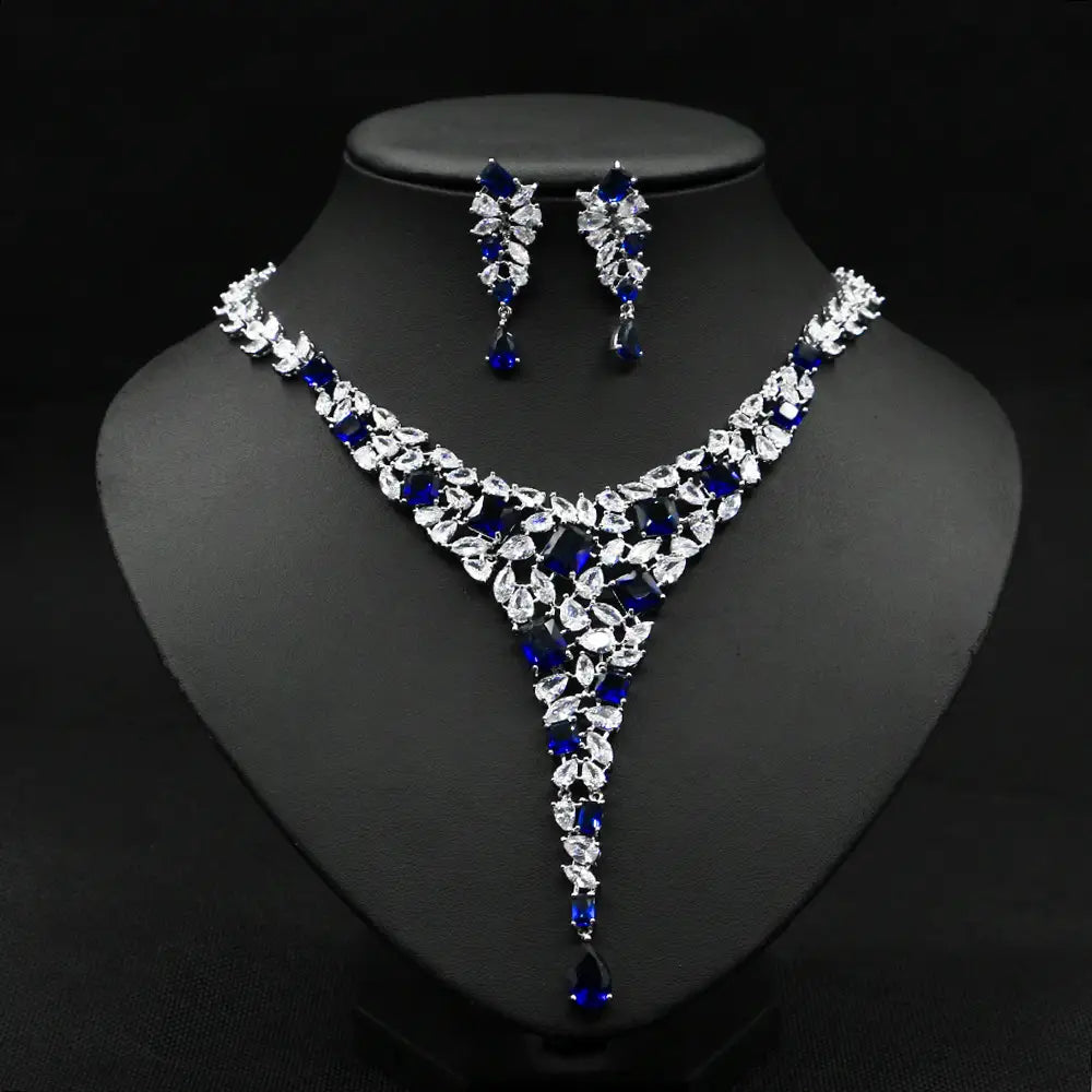 Colorful Zircon Necklace Set Wedding Dress Earring Accessories