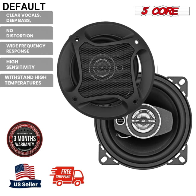 5 Core 2 Way 4’ Car Stereo Speakers 250W Pair Coaxial Best Selling Products
