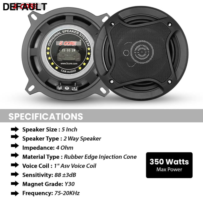 5 Core Inch Car Speaker 350W Component Universal Quick Fit CS 05 2W Speakers Electronics