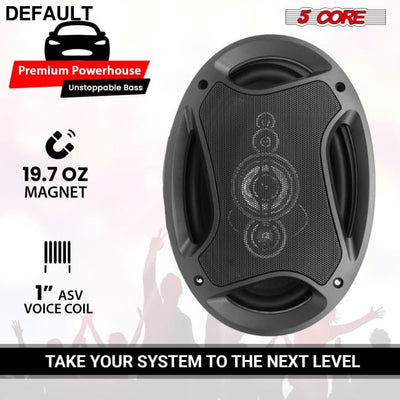 5 Core 6x9 Car Speaker 800W 4Ohm 4 Way Coaxial w Super Tweeter Universal Fit for Vehicle CS 69 4W Speakers Electronics