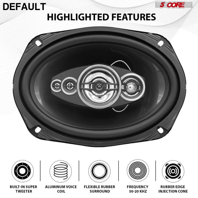 5 Core 6x9 Car Speaker 800W 4Ohm 4 Way Coaxial w Super Tweeter Universal Fit for Vehicle CS 69 4W Speakers Electronics