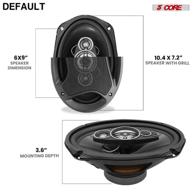5 Core 6x9 Car Speaker 800W 4Ohm 4 Way Coaxial w Super Tweeter Universal Fit for Vehicle CS 69 4W Speakers Electronics