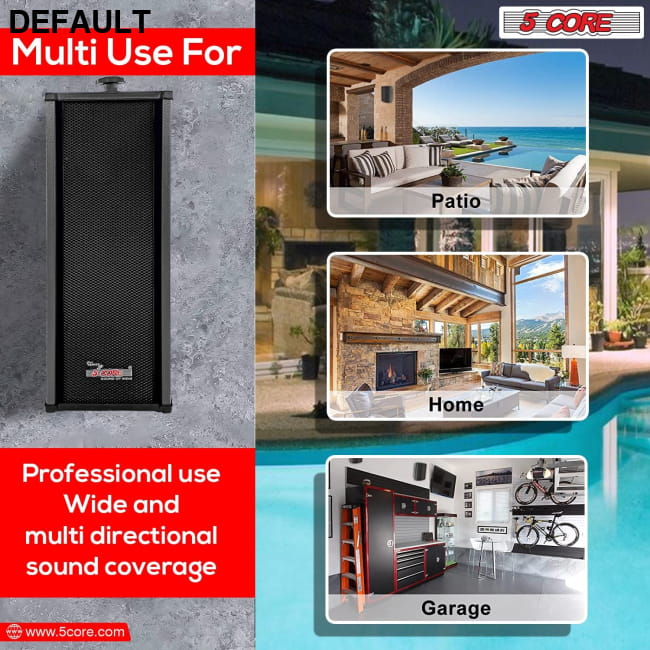 5 CORE Outdoor Speakers Pair Stereo in Wall Speaker 100W 15TG 2Pcs Home Theater Electronics