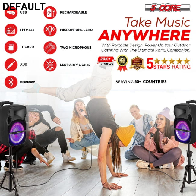 5 Core Party Speaker Bluetooth 250W Big Monster Powered ACTIVE HOME 8 2-MIC Portable Audio Speakers Best Selling