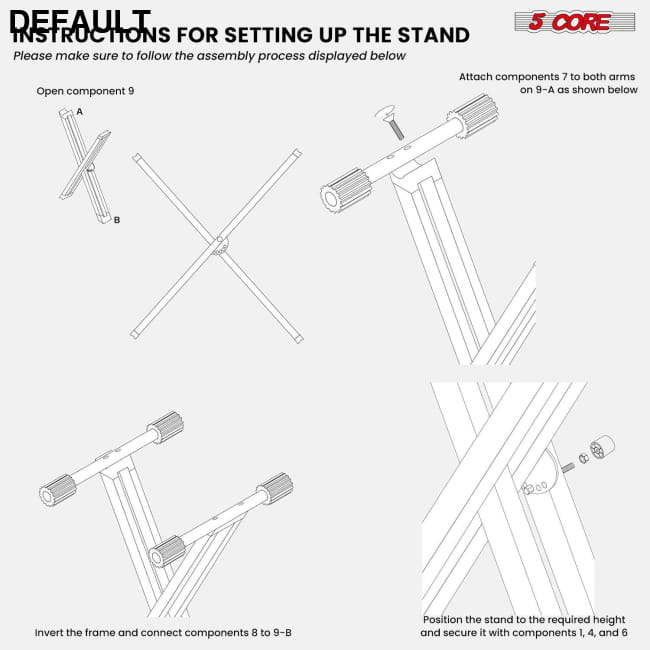 5 CORE Piano Keyboard Stand Double X Style Heavy Duty Best Selling Products