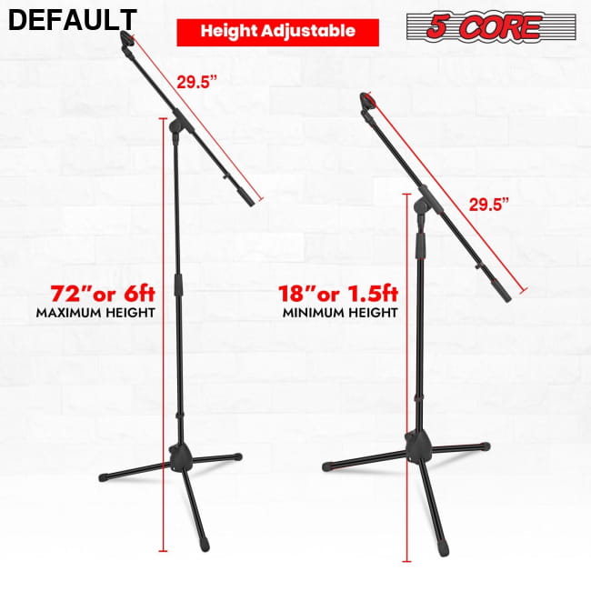 5 Core Tripod Mic Stand Floor Adjustable 18 to 72 Inches black Best Selling Products
