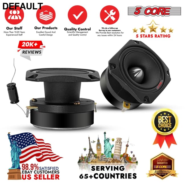 5 Core Tweeters Speakers Car Audio Pair 600W Combined Peak 4 Ohm 3.5 Inch Aluminum Super Bullet Tuiters Para Sonido