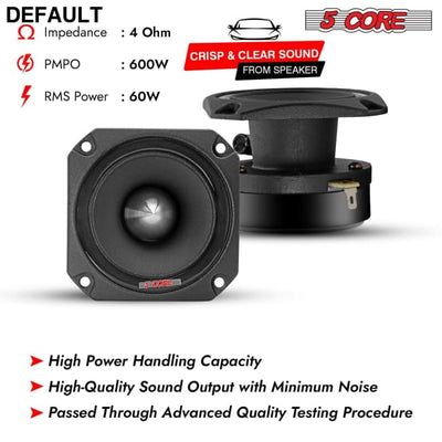 5 Core Tweeters Speakers Car Audio Pair 600W Combined Peak 4 Ohm 3.5 Inch Aluminum Super Bullet Tuiters Para Sonido