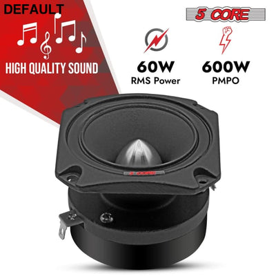5 Core Tweeters Speakers Car Audio Pair 600W Combined Peak 4 Ohm 3.5 Inch Aluminum Super Bullet Tuiters Para Sonido