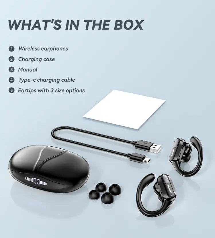XT80 over the ear wireless Bluetooth earphones with ultra long battery life sports noise reduction TWS