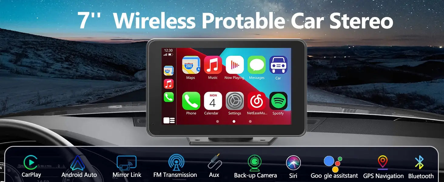 7-inch wireless Carplay portable car Bluetooth MP5 player multimedia Android projection navigation device