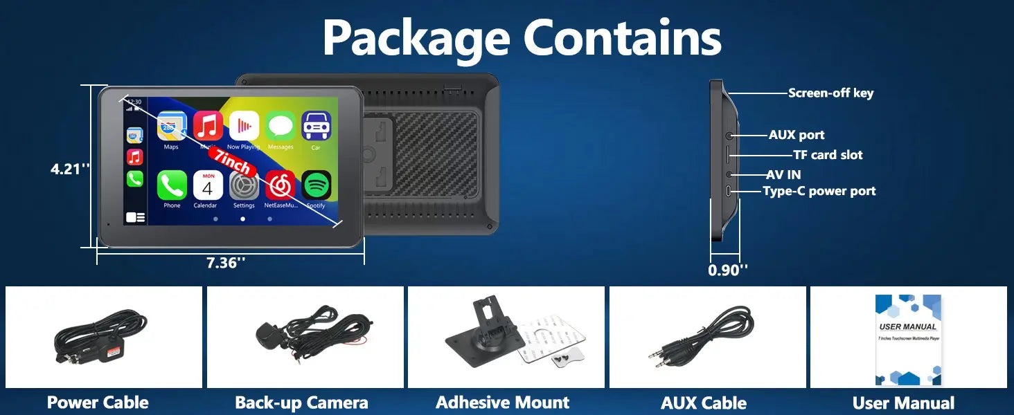 7-inch wireless Carplay portable car Bluetooth MP5 player multimedia Android projection navigation device