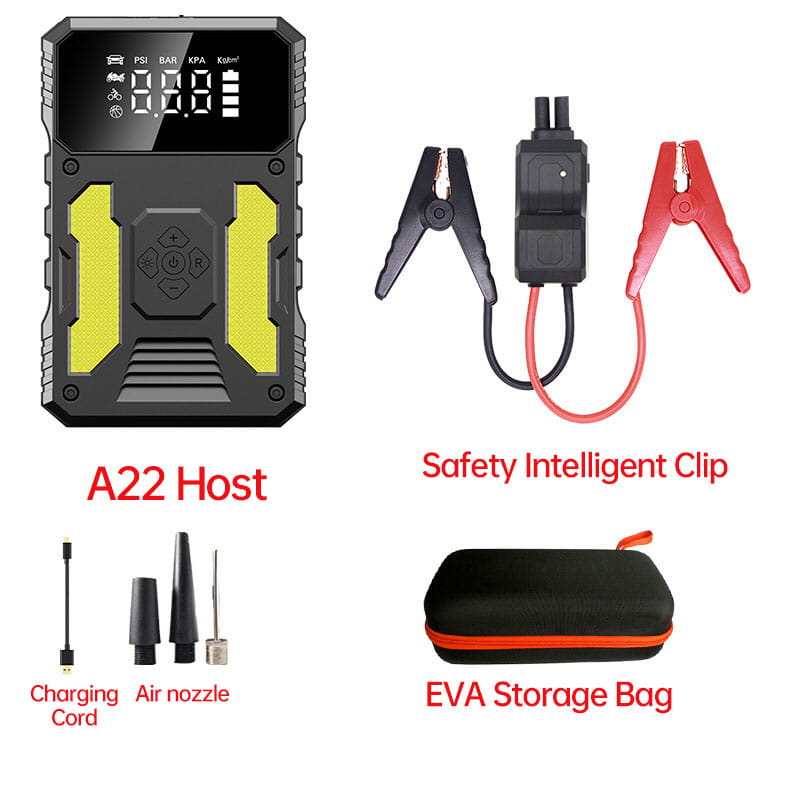 Car Jump Starter With Air Compressor Portable 12V Power Bank Battery Pack Lithium Booster