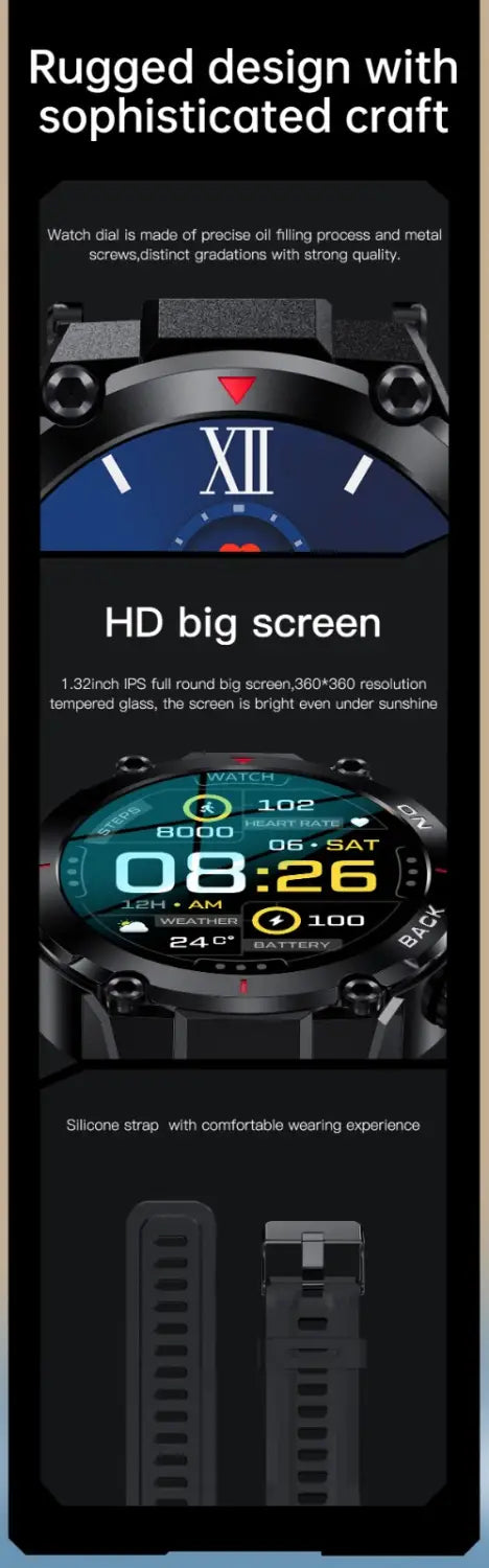 K37 smart watch GPS positioning exercise health heart rate monitoring female physiological cycle reminder