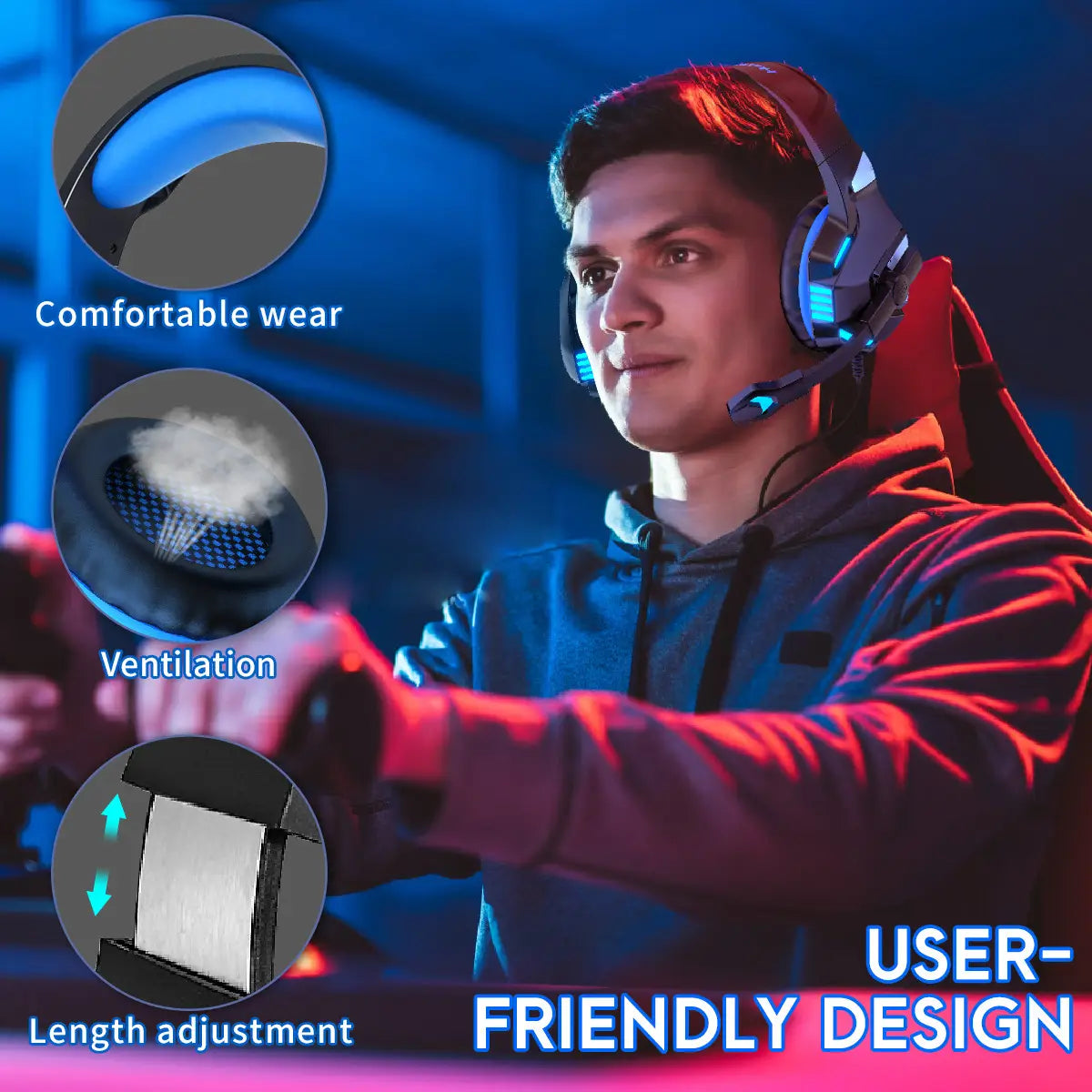 Head mounted gaming headphones RGB wired mobile phones computers subwoofers