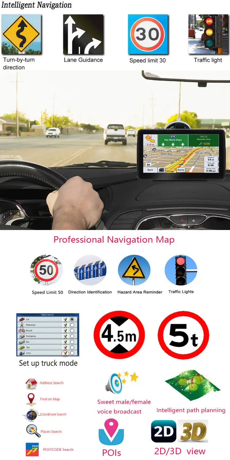Portable 7inch Car GPS Navigator for Universal Use in Cars