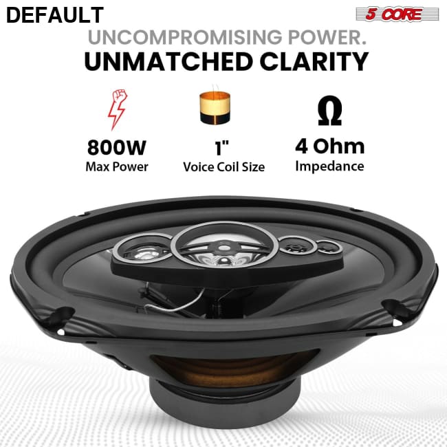 5Core 6x9 Car Speaker 800W 4Ohm 2 Way Coaxial w Super Tweeter Universal Fit for Vehicle CS 69 2W Speakers Electronics