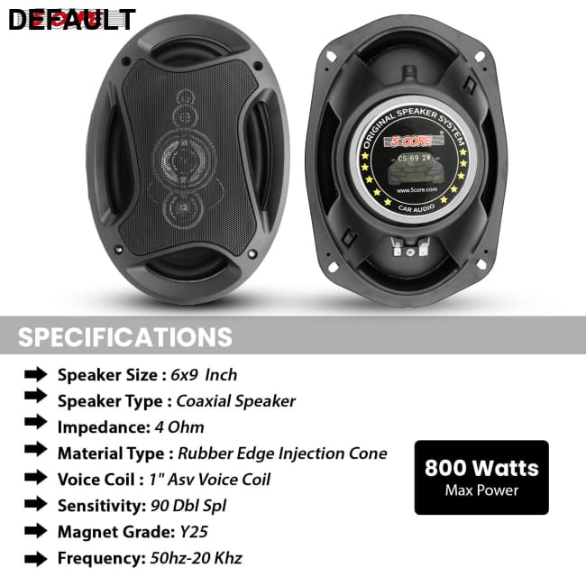 5Core 6x9 Car Speaker 800W 4Ohm 2 Way Coaxial w Super Tweeter Universal Fit for Vehicle CS 69 2W Speakers Electronics