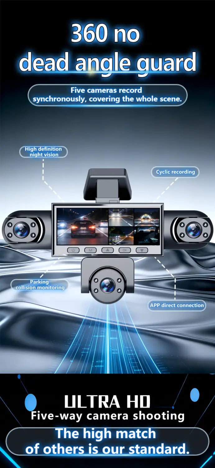Five Camera Driving Recorder 1080P High-definition Night