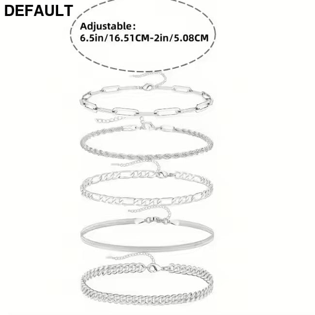 5pcs 14k Silver Plated Dainty Bracelets Set for Women 5spcs