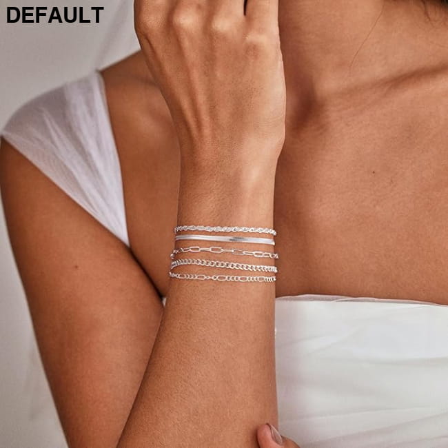 5pcs 14k Silver Plated Dainty Bracelets Set for Women 5spcs