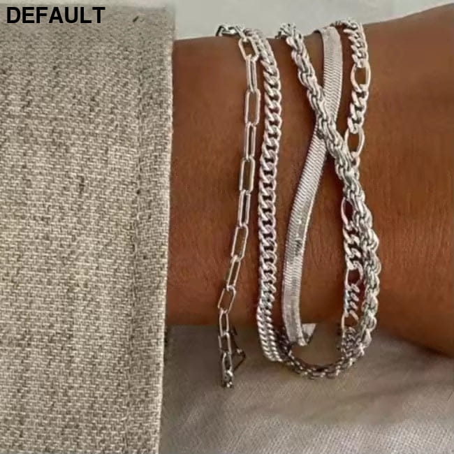 5pcs 14k Silver Plated Dainty Bracelets Set for Women 5spcs