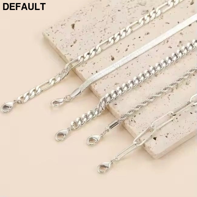 5pcs 14k Silver Plated Dainty Bracelets Set for Women 5spcs