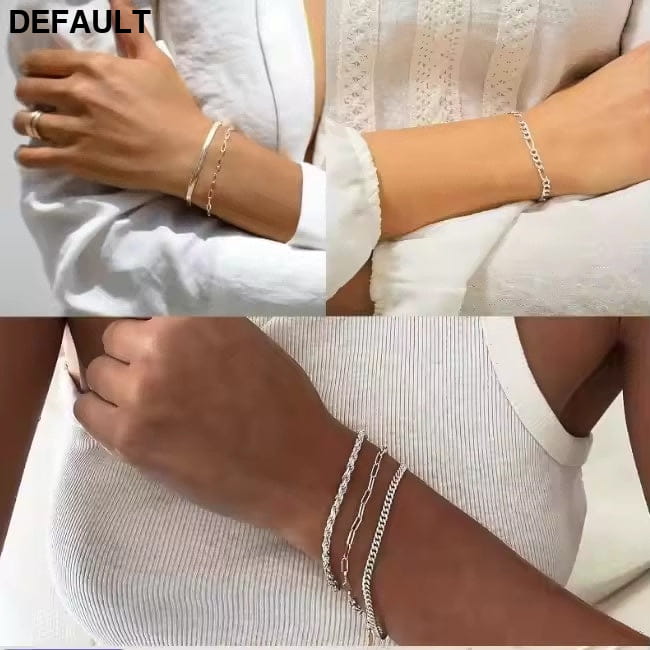 5pcs 14k Silver Plated Dainty Bracelets Set for Women 5spcs
