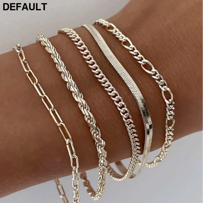 5pcs 14k Silver Plated Dainty Bracelets Set for Women 5spcs