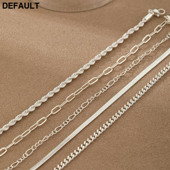 5pcs 14k Silver Plated Dainty Bracelets Set for Women 5spcs