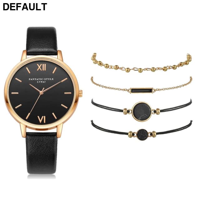 5pcs Women’s Luxury Watch Set - Gift For Her Black Women Watches