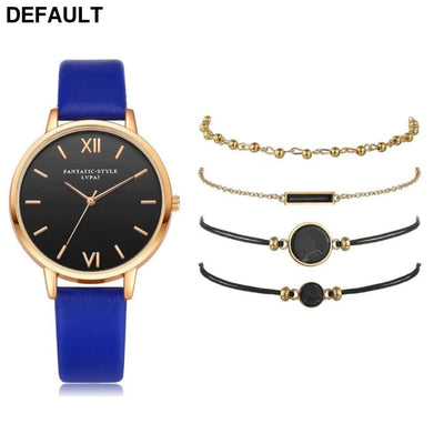5pcs Women’s Luxury Watch Set - Gift For Her Blue Women Watches
