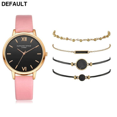 5pcs Women’s Luxury Watch Set - Gift For Her Pink Women Watches