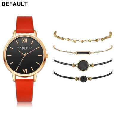 5pcs Women’s Luxury Watch Set - Gift For Her Red Women Watches