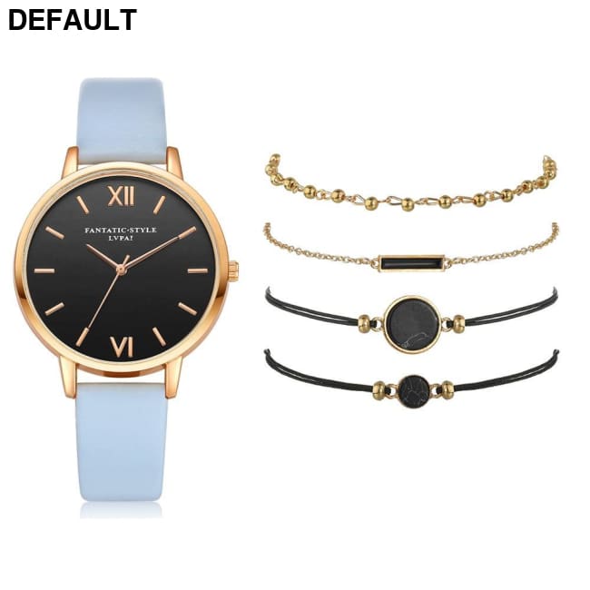 5pcs Women’s Luxury Watch Set - Gift For Her Sky Blue Women Watches