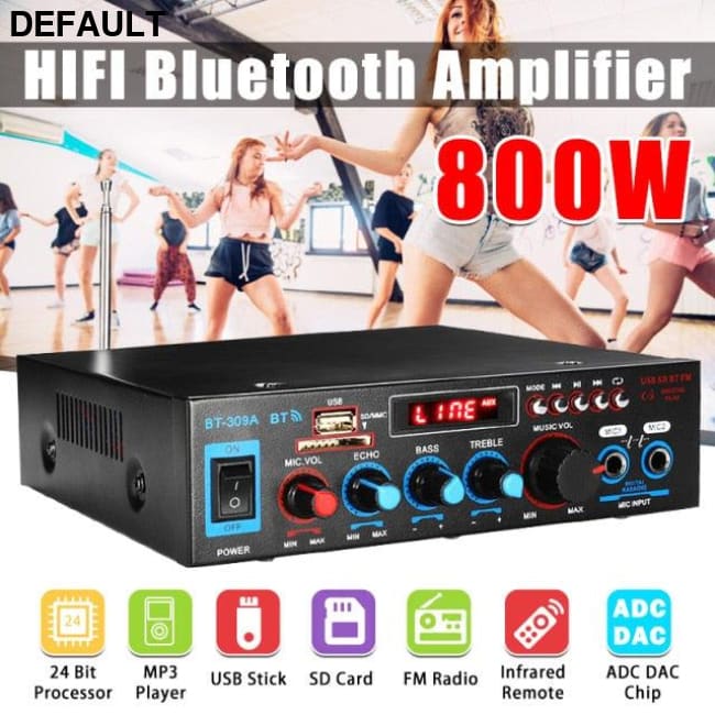 CLAITE 800W Home Amplifier HiFi USB Bluetooth FM Radio Car Audio Czech Republic / TypeB Receiver 600w HIFI Power