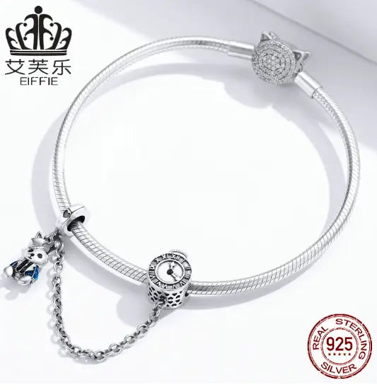 Fashion Sterling Silver S925 Safety Chain DIY Bracelet Accessories Rabbit Jewelry